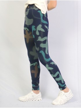 High Waist Camo Stretchy Denim Legging (Non-Fleeced)